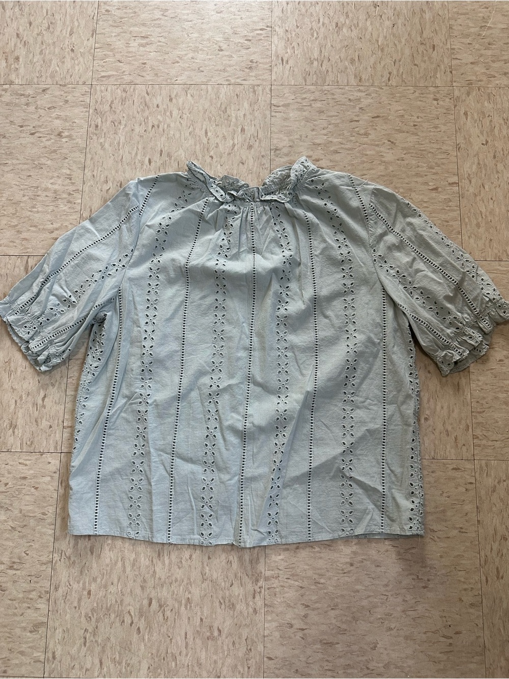 Universal Thread Light Blue Eyelet Peasant Blouse